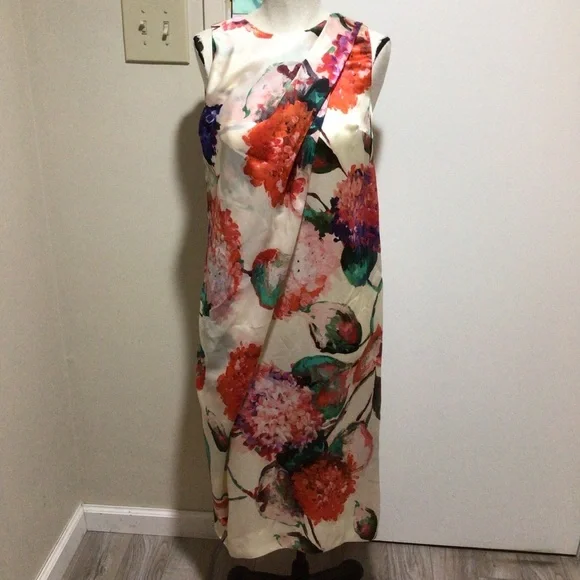 Laviniaturra draped floral hydrangea print dress M - Picture 1 of 7